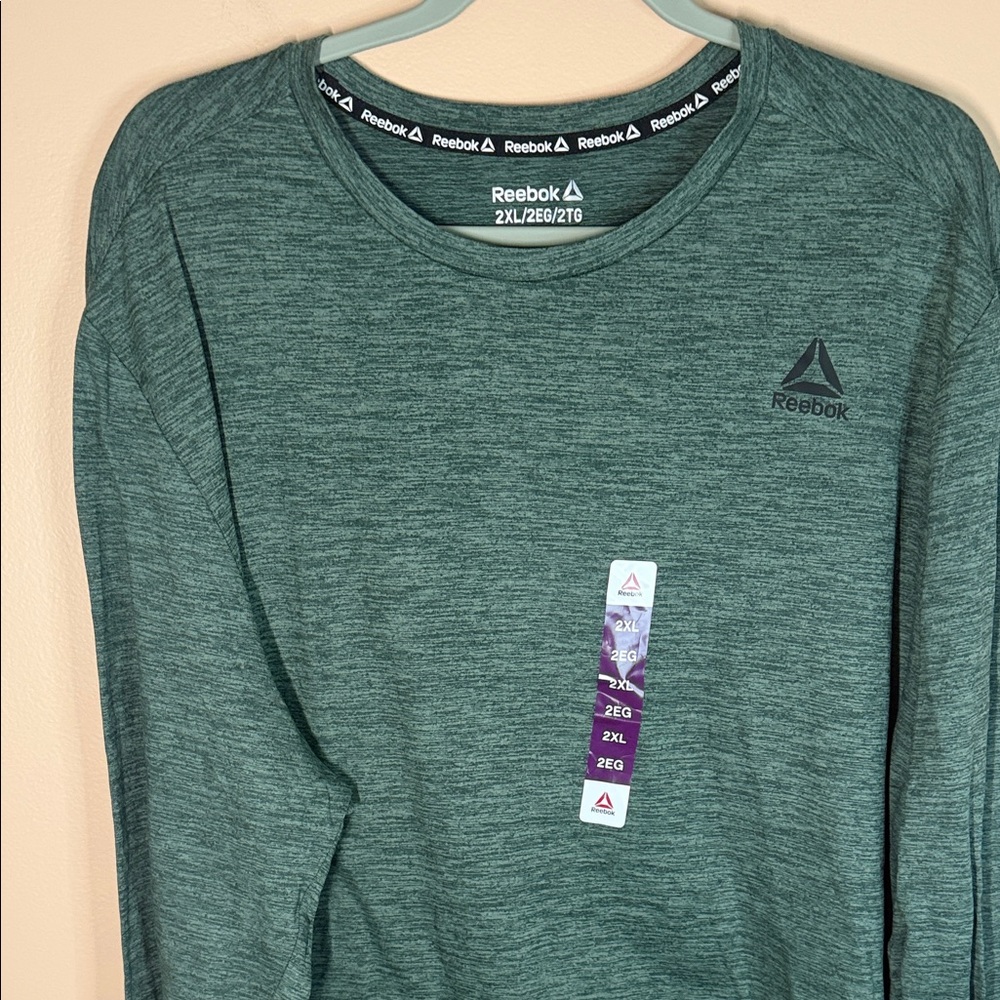 Reebok Heathered Teal Long Sleeve Athletic Shirt